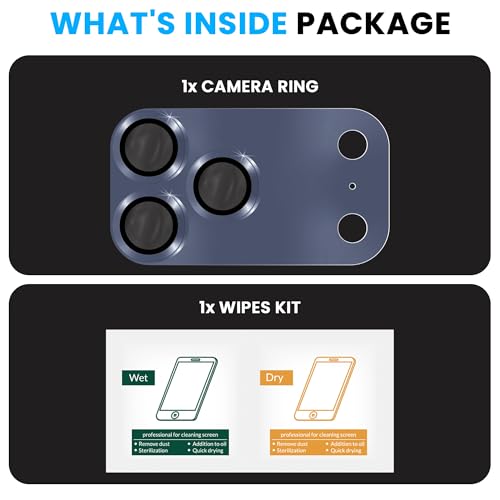 Image of ArmourPro Camera Lens Protector for iPhone 17 Pro Max 6.9-Inch, Full Coverage 9H Tempered Glass Ring Cover, Matte Metal Plate, Case Friendly | Deep Blue, Pack of 1