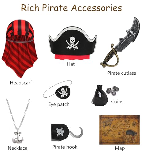 Disfraz pirata infantil con capa desmontable 10 piezas miniatura 2