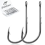 FishTrip Baitholder Fishing Hooks, 100 Pack Bait Holder Hook Double Barbed Offset Long Shank Live Bait Fish Hooks Saltwater Freshwater for Bluegill Bass Trout Walleye 12#