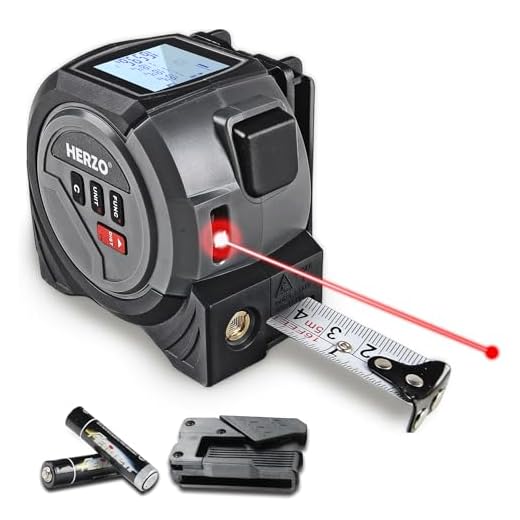 HERZO 2-in-1 Laser Tape Measure 135Ft/40m Laser Measurement Tool & 16Ft/5m Manual Measuring Tape Movable Hook Pythagorean, Area, Volume, Ft/Ft+in/in/M Unit-NOT Digital