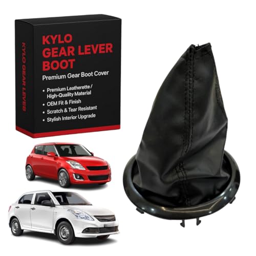 Image of KYLO Leather Gear Shift Cover - Anti-Slip, Durable, Washable Gear Knob Protector for Manual Cars Suitable for (Swift (2005-2011), Dzire (2008-2012))
