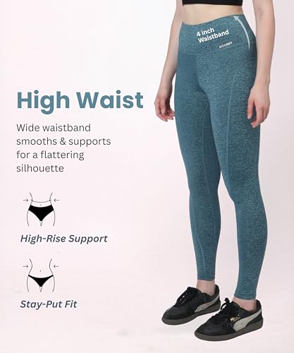 Image of Glamoras Women Polyester Spandex High Waist Gym Legging with Side Pocket, 4-Way Stretch, Squat-Proof, Moisture-Wicking Yoga Pants, Workout Tights for Running, Gym, Fitness, Training, Yoga & Activewear