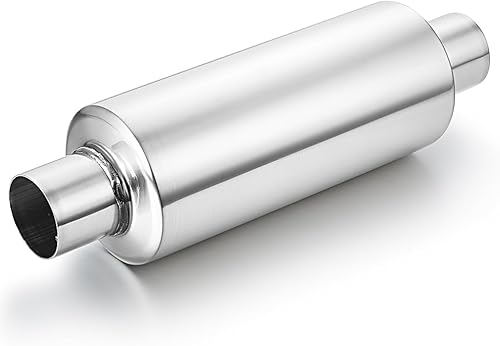 Miniatura 44 de LCGP 3" Inlet Universal Resonator, 3" Outlet 12" Overall Length Stainless Steel Performance Muffler, Polished, Straight Through Design, Deep Tone