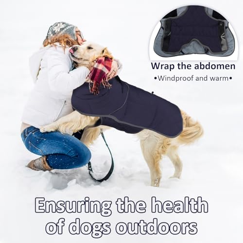 SilverChry wasserdichte Warme Hundejacke, Hundemantel Mit Geschirr Reflektierend, Hundemantel Wasserdicht Warm, Hundemantel Fleece Grosse Hunde Für Kaltes Wetter Für Hund Indoor & Outdoor Camping(M)