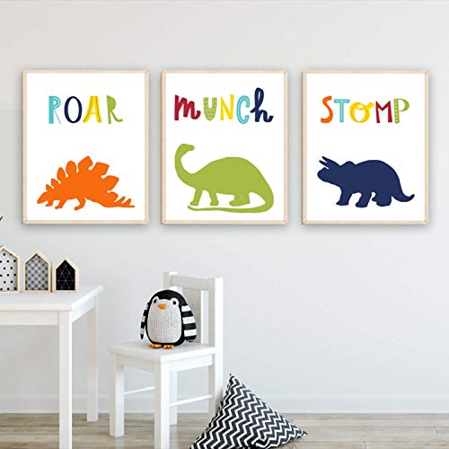 Dinosaure mignon affiche sur toile pour décorer facilement un mur vide de chambre garçon