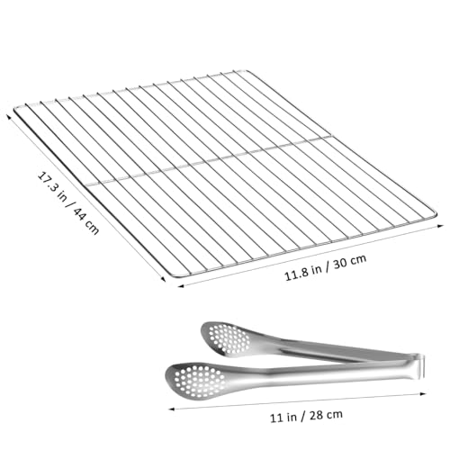 VICASKY Grillrost Edelstahl Grillgitter Grillzange Edelstahlgitter FüR Gasgrill Grillrostzange Aus Grill Grate Grates 30x45cm Mit 12-Zoll Robustes Outdoor-Kochen Und Grillpartys