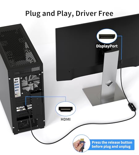 Cable HDMI a DisplayPort 4K sin alimentación externa para monitor y PC 2