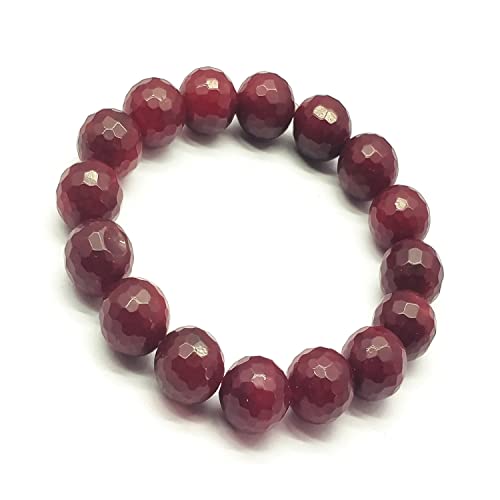 Bracelet rubis calcédoine 10mm contre le stress, perles de guérison