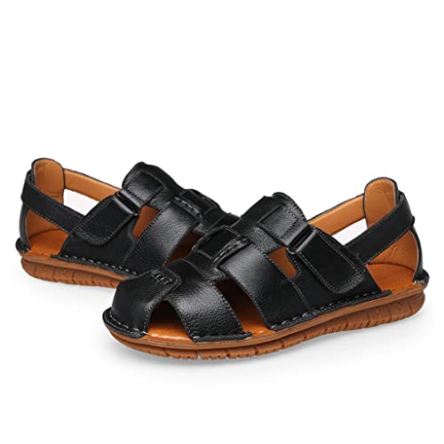 Men Sandals Leather Cowhide Beach Sandals Male Toe Outdoor Men's Casual Shoes(43)2