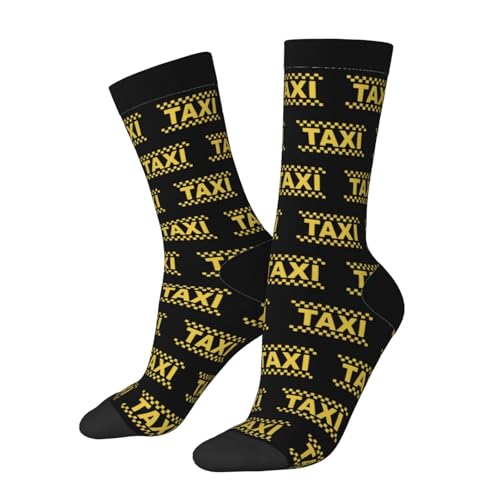 Taxi Driver Cab Mid Calf Socks for Men's and Women's Soft Breathable Cotton Crew Socks2