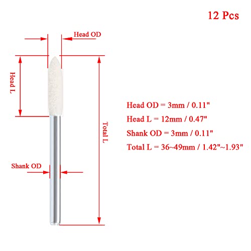 12Pcs 3mm Wool Felt Mounted Mandrel Grinding Head Polishing Bits Burrs Buffing Wheels, 1/8 Inch Shank for Grinding Dremel Rotary Tool Mandrel Jewelry Metal Mould Glass Nail Painting image 4
