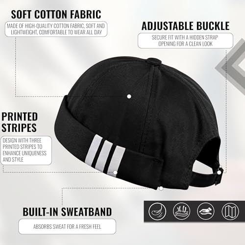 Image of CLAPE Beanie Docker Cap Mens Brimless Hats Sailor Fisherman No Visor Cap Rolled Cuff Harbour Hat Casual Skull Caps