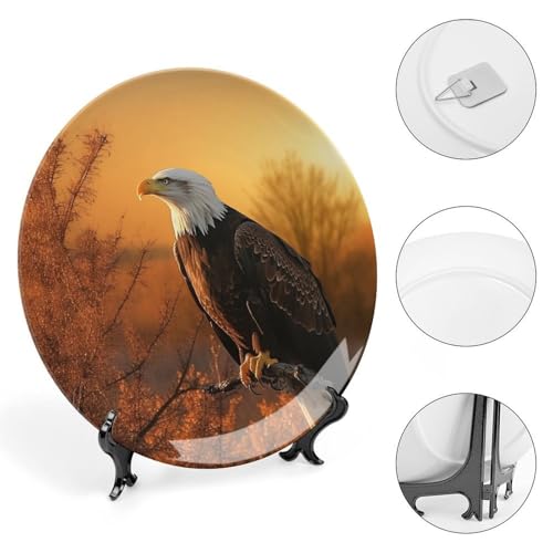 Plato decorativo Golden Sunset Bald Eagle Bone China 7 inch miniatura 4