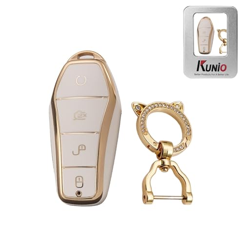 for BYD TPU Key Fob Cover Fit for BYD Qin Plus Song Pro Atto 3 Han EV Dolphin Tang DM 2025 2026 Keychain Key Holder Accessories 4 Button C White