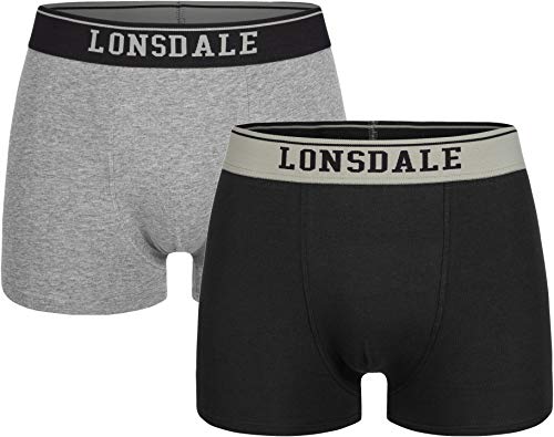 Lonsdale Homme Oxfordshire Boxer Shorts, Grey/Black, XXL EU