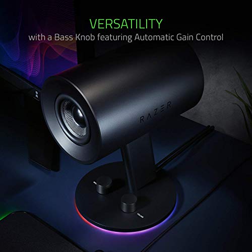 Razer Nommo Chroma: Custom Woven 3" Glass Fiber Drivers - Rear-Facing Bass Ports - Bass Knob W/ Automatic Gain Control - Razer Chroma Enabled - Full Range 2.0 Pc Gaming Speakers, Black #TOP4