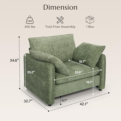 Sillón Moderno Chenille Plegable Verde miniatura 2