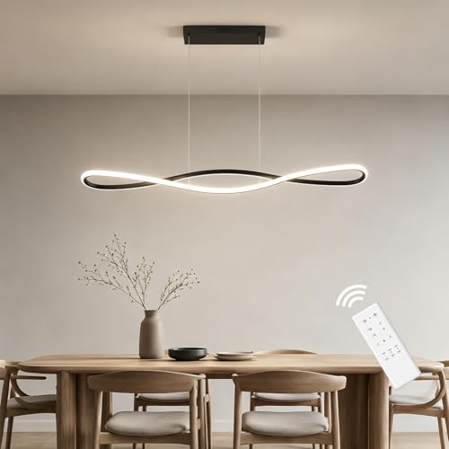 YLFXL Lampadario Led Sospensione, 90CM Lampada a sospensione Moderna Dimmerabile 3000K-6000K, 32W Lampadario LED Plafoniera Con Telecomando per Soggiorno, Cucina, Sala da pranzo, Bar Sospensione