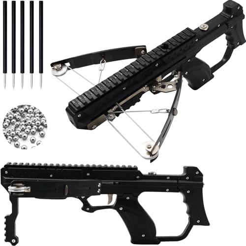 Clianle Crossbow for Hunting, Archery Crossbows, Arrows for Compound Crossbows, Shoots 6mm Steel Balls and Arrows, Cross Bow and Arrow Set for Adults-Black(30lb)