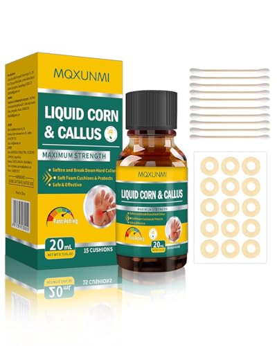 MQXUNMI Liquid for Corn removers, Wart Remover 20ML Corn Removers for feet Extra Strength, Fast Acting Foot Corn Remover, Corn Removal for Toes, Corn Pain Remover with 15PCS Cushions 10PCS Swabs