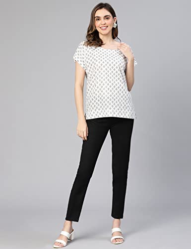 Image of oxolloxo Women Aztac Print Casual Back Tie Knot Detail Cotton Top