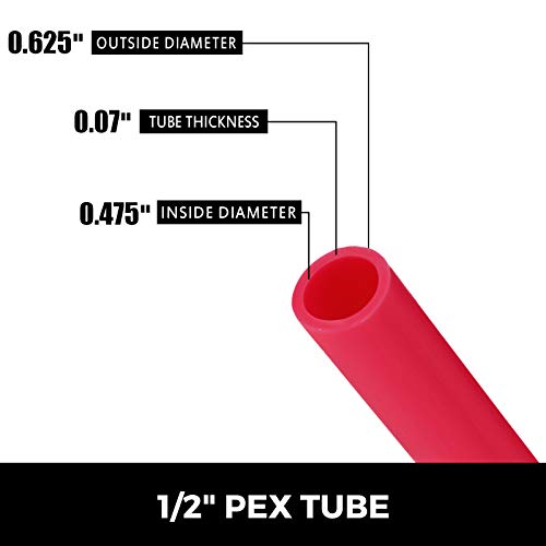 VEVOR PEX-B Pipe 1/2 Inch X 500 Feet,Oxygen Barrier Flexible Pipe Tubing,Red for Hydronic Radiant EVOH Floor Heating, Water Plumbing Applications with Cutter& Clamps by VEVOR - Image 2