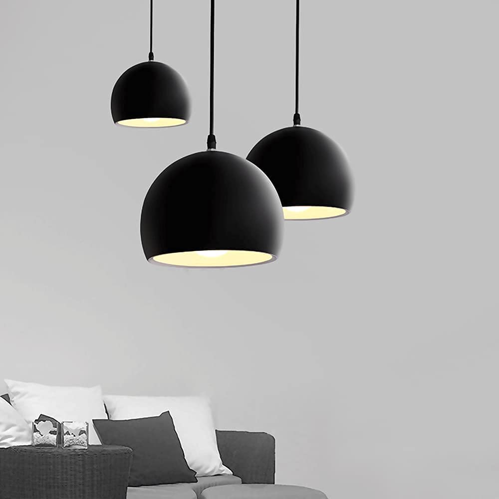 Lampa wisząca w kształcie kuli, czarna aluminiowa lampa wisząca, żyrandol sufitowy do jadalni, oprawy oświetleniowe E27, nowoczesne minimalistyczne lampy wiszące do sypialni, wyspa kuchenna, p