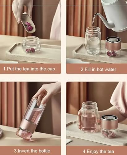 Image of 350ML Double-Layered Insulated Glass Tea Infuser Bottle | Tea & Water Separation Design for Loose Tea, Detox, & Fruit Water | Portable Glass Cup for Travel, Camping & Gifting