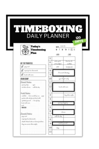 Timeboxing Daily Planner Notebook - Desktop To Do List Time Management Planning with Hourly Schedule, Time Block Planner, College School Supplies - 6x9" - 120 Undated Sheets image 2