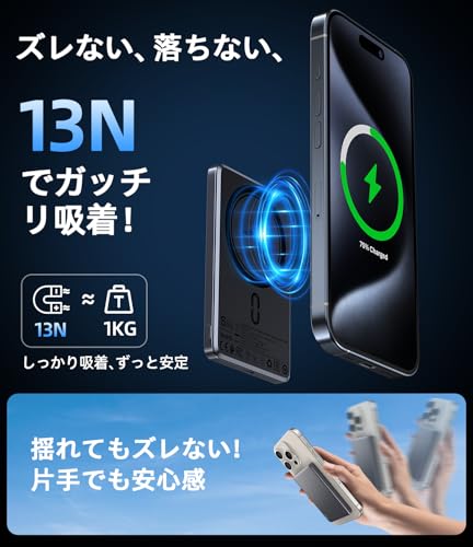 ACEFAST ACEFAST MagSafe モバイルバッテリー M8 ブラック の商品画像 5