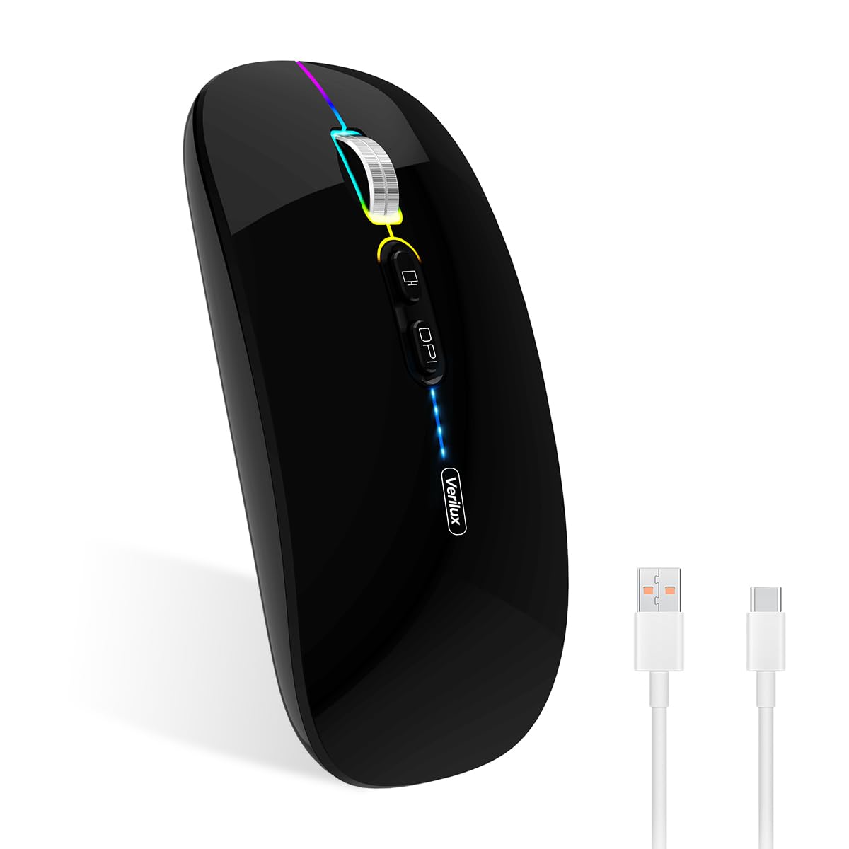 Verilux® Wireless Mouse Rechargeable, [Battery Level Visible] Bluetooth Mouse 2.4G&3.0BT&5.0BT for Laptop, 1600DPI Ergonomic Silent Mouse Wireless Compatible with iPad/PC/Mac/Windows/IOS, Black (B0CQMZ43DP) Amazon Price History, Amazon Price Tracker