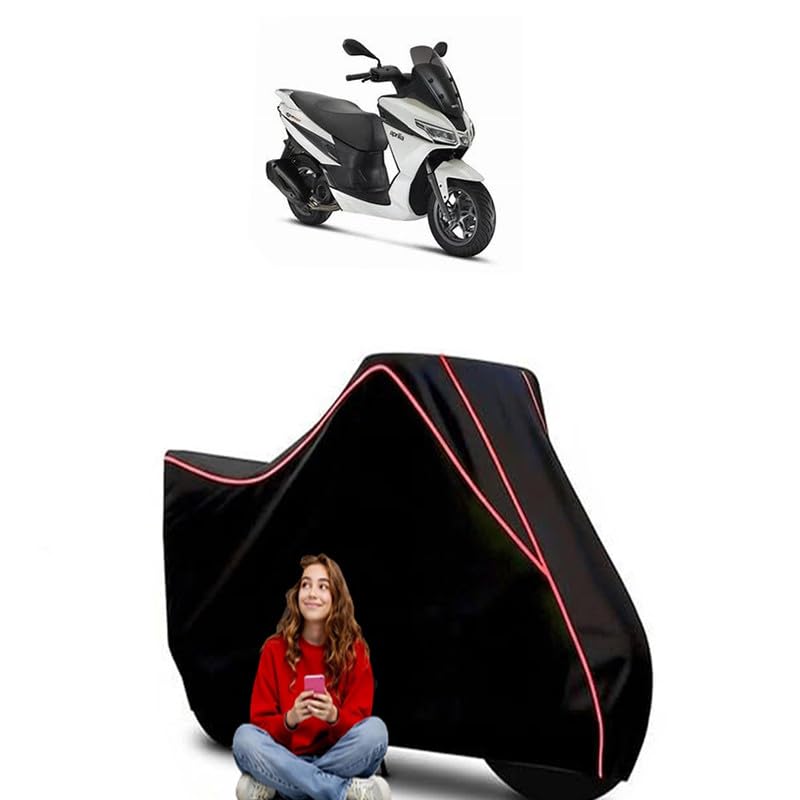 Image of SXR 50 Scooty Bike Cover Water Resistant Outdoor Use Universal Fit Scooters Motorcycles Heavy Duty UV Protection Dust Rain Scratch Resistant Elastic Bottom Black Blue Piping