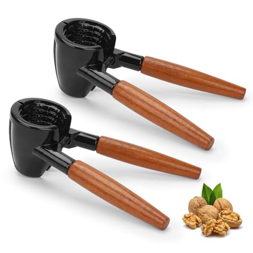 GALOZZOIT 2 PCS Cascanueces,Máquina Partir Almendras,Partidor de Almendras,Multifuncional Cascanueces con Mango de Madera para Nueces Avellanas Almendras Champán