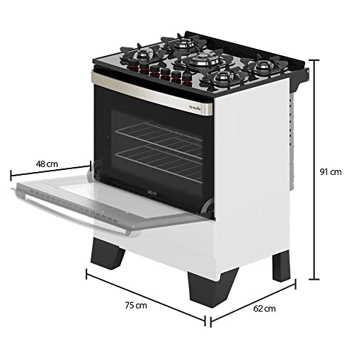 Fogao 5 bocas Mueller Piacere Vetro Branco