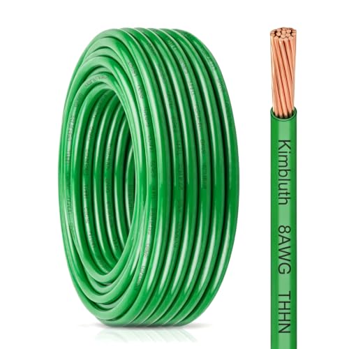 THHN Wire 8 Gauge 25 FT Stranded Copper Wire, Green
