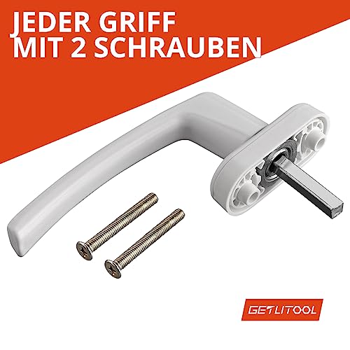 GETLITOOL Fenstergriffe Weiß, 8 Stück Fensterschloss Aluminium Ohne Schließzylinder, Sicherheitsfenstergriff in Stiftlänge 35mm, Fenstersicherung Türgriffe für Fenster-, Balkon-, Terrassentür
