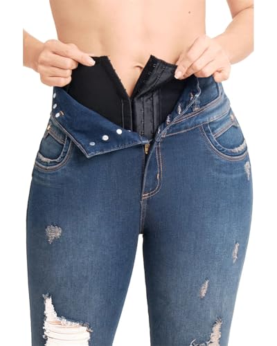 Women's High Waist Body Shaping Jeans Flat Tummy Control Leggings Stretch Slimming Skinny Denim Pants4