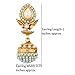 Touchstone Indian bollywood pretty spherical drum shape studded look faux pearls and blue faux turquoise designer jewelry chandelier jhumki earrings in antique gold tone for women.
