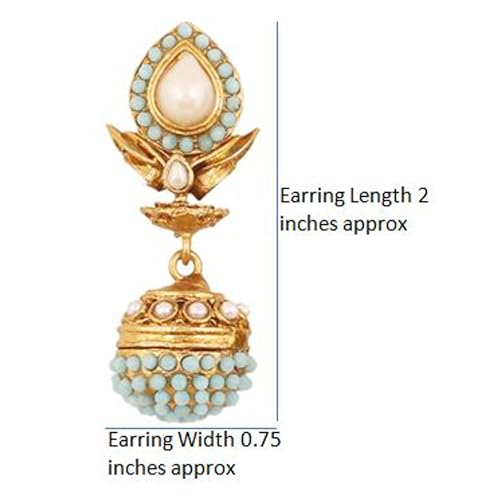 Touchstone Indian Bollywood Pretty Spherical Drum Shape Studded Look Designer Jewelry Chandelier Jhumki Earrings For Women.4