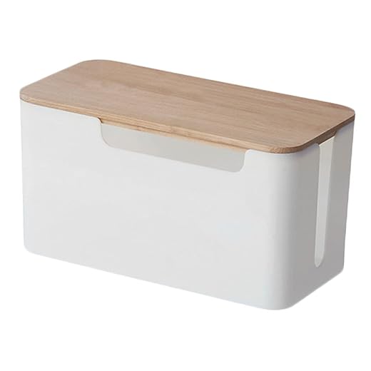 SWOOMEY 1pc Box Wire Storage Box Hides Power Strip Keeps USB Charging Hub Cable Power Strip Cover Hider Large Storage Holder Stylish Cord Organizer Bamboo Board Concealer White Hidden Line