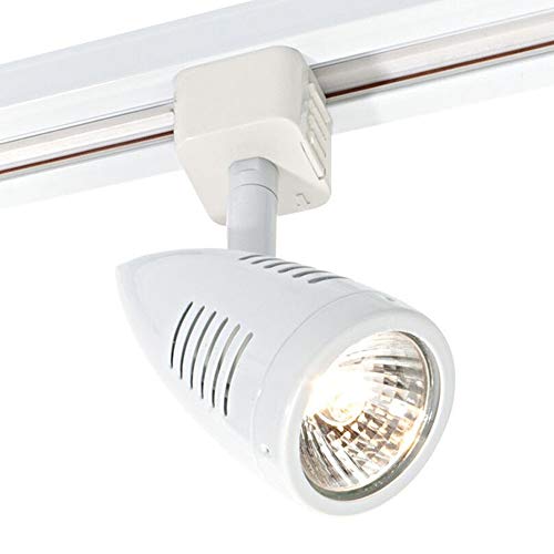 Adjustable Ceiling Track Spotlight – Gloss White & White ABS – Single 50W MAX GU10 Lamp Bulb Required - Kitchen Shop Corridor Downlight – Modern Dimmable Moving Rail System Fitting