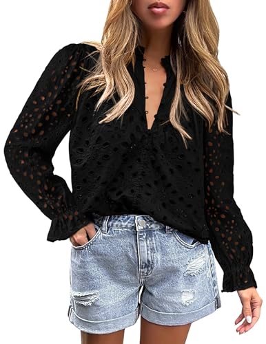 PRETTYGARDEN Women's Dressy Casual Blouse Tops Fall Spring Puff Long