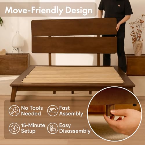 Image of FLEXISPOT Hako G1 Queen Solid Wood Platform Bed with Tool-Free Assembly