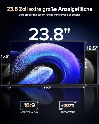 Newsoul Portable Monitor 24 Zoll 144Hz | QLED Mobiler Monitor | 2000:1 FreeSync 450Nits 145% sRGB | USB-C & HDMI | VESA & Metallgehäuse… – Ansicht 5