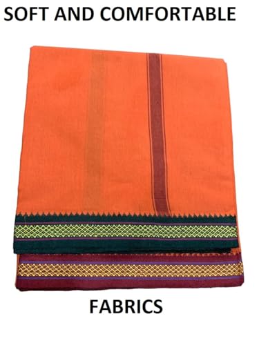 Image of Rameshwaram Fabrics 2.25 Mtr Cotton Lungi Dhoti for Men
