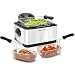 Elite Platinum EDF-401T Maxi-Matic 1700-Watt Stainless-Steel Triple Basket Electric Deep Fryer with Timer and Temperature Knobs and Odor Free Filter, 4.2L/17-Cup