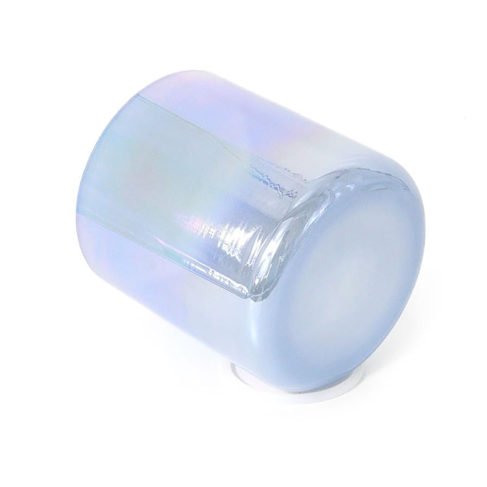 Cuenco de cristal transparente morado y azul, cuenco de luz cósmica, con golpeador de cuarzo y junta tórica para sonido de meditación de yoga (440 Hz, nota G de 6 pulgadas)