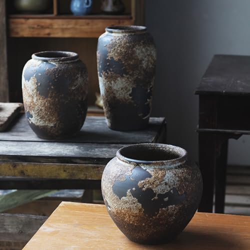 Denique-Rustic-Vase-for-Home-Decor-Farmhouse-Terracotta-Vases-Large-Ceramic-Vase-for-Living-Room-Decor-Black-Pottery-Vase-Large-Clay-Vase-Rustic-Farmhouse-Tabletop-DecorA-20cm Denique Rustic Vase for Home Decor Farmhouse Terracotta Vases Large Ceramic Vase for Living Room Decor Black Pottery Vase Large Clay Vase Rustic Farmhouse Tabletop DecorA 20cm