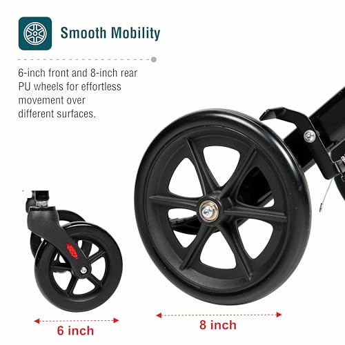 Image of VMS Careline Airlite Lightweight Foldable Travel Wheelchair for Elderly & Patients | Ultra-Light 8.2kg Portable Steel Frame | Attendant Brake, Adjustable Seat Belt & Carry Bag | Compact Transit Wheelchair | 100kg Capacity