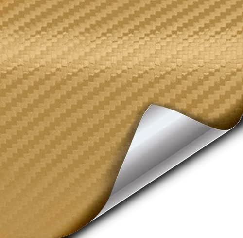 VViViD XPO Dry Carbon Fiber Gold Vinyl Wrap Roll with Air Release Technology (3ft x 5ft)